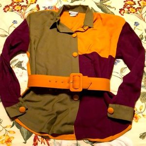 Mirrors Women’s Multi-Colored Shirt w/ Matching Belt Size 7